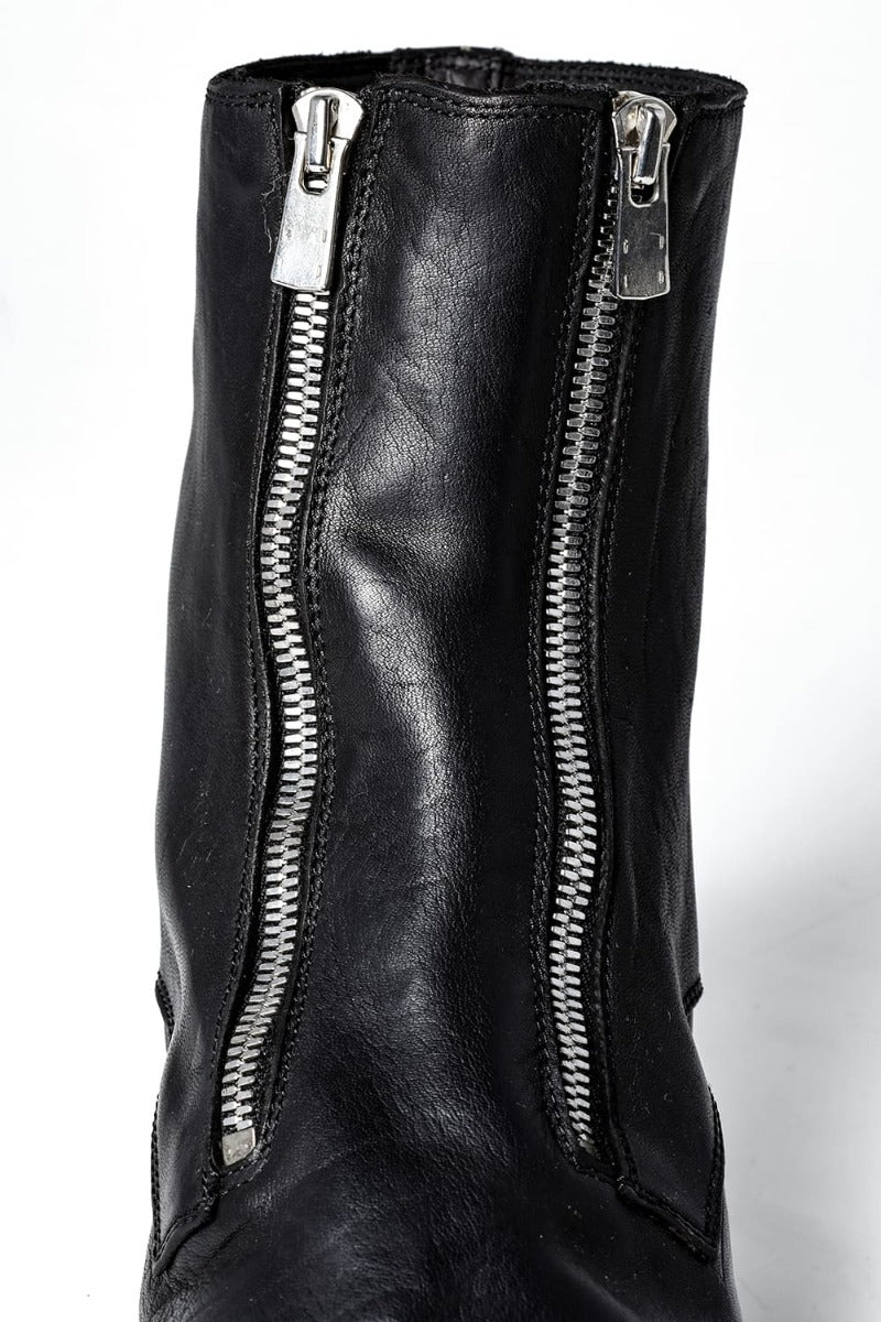 Double Front Zip Daddy Ankle Boots  - Horse Full Grain Leather - GR07FZI