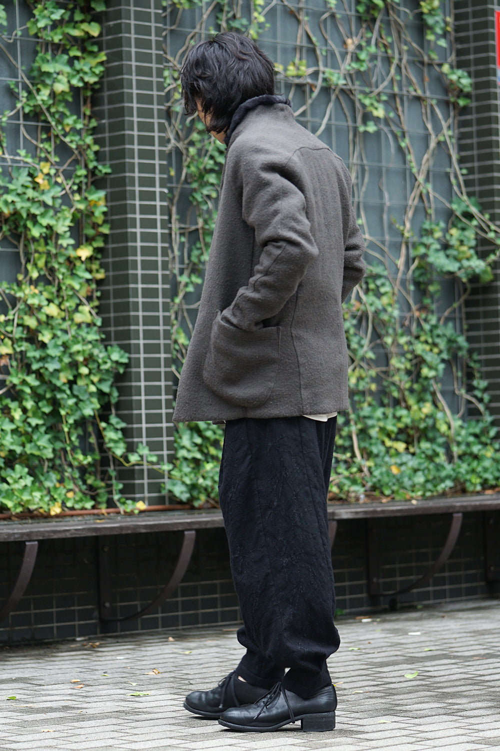 Coat Camel / Linen & Rex Rabbit Fur