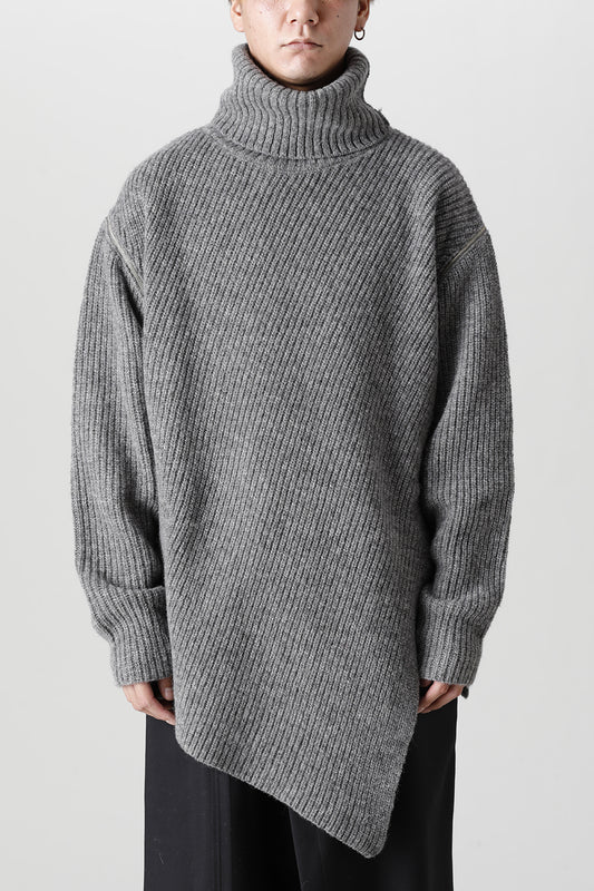 Detachable Big Turtle knit Light Gray