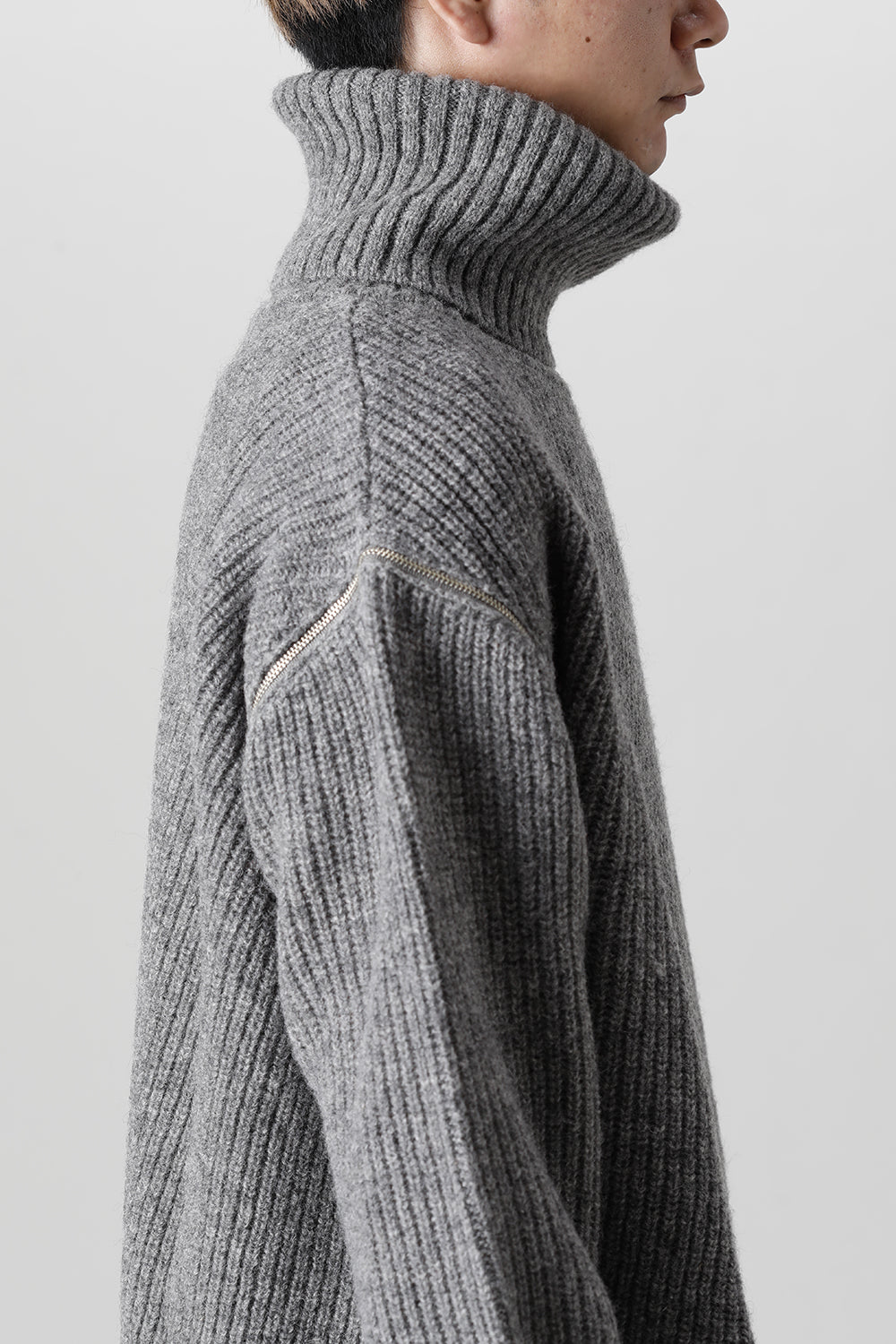 着脱式 ビッグ タートルニット ライトグレー