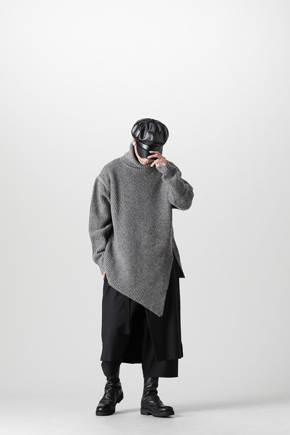 着脱式 ビッグ タートルニット ライトグレー