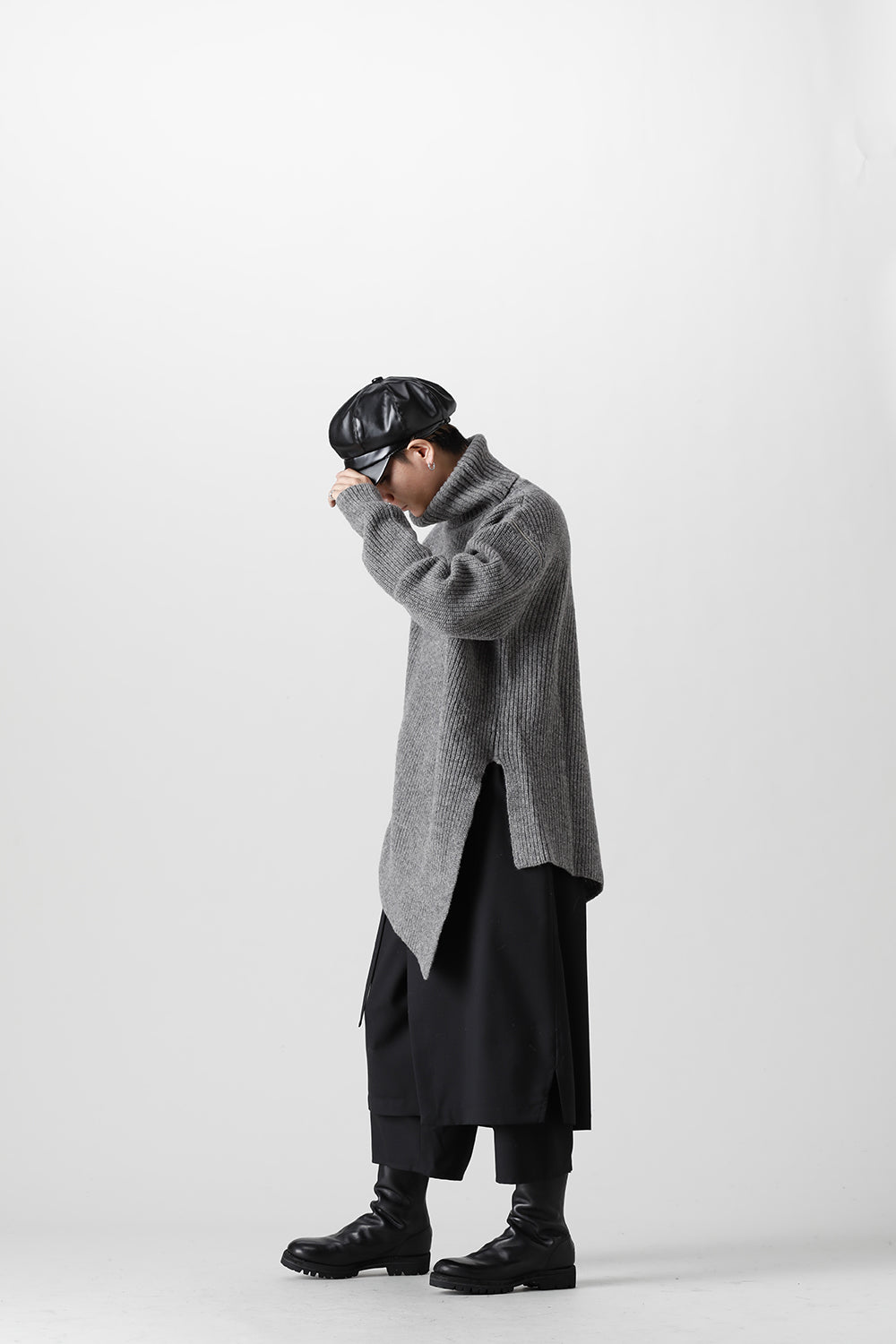 着脱式 ビッグ タートルニット ライトグレー