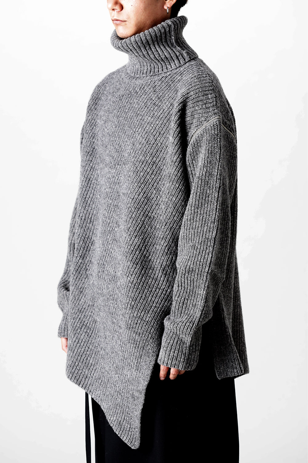 着脱式 ビッグ タートルニット ライトグレー