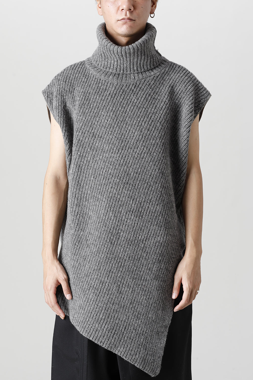 着脱式 ビッグ タートルニット ライトグレー