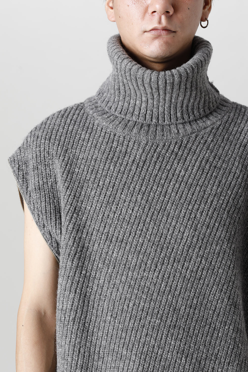 着脱式 ビッグ タートルニット ライトグレー