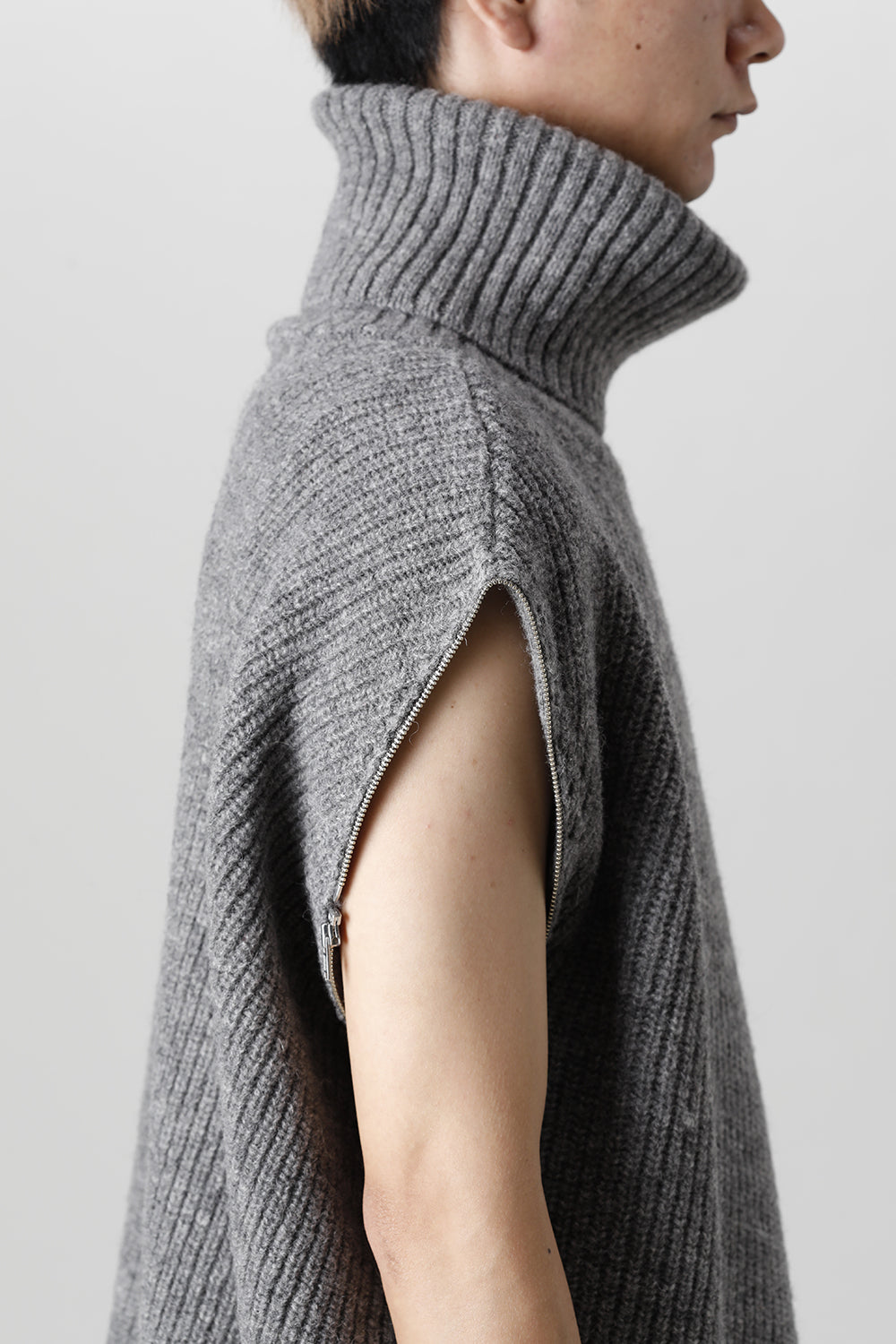 着脱式 ビッグ タートルニット ライトグレー