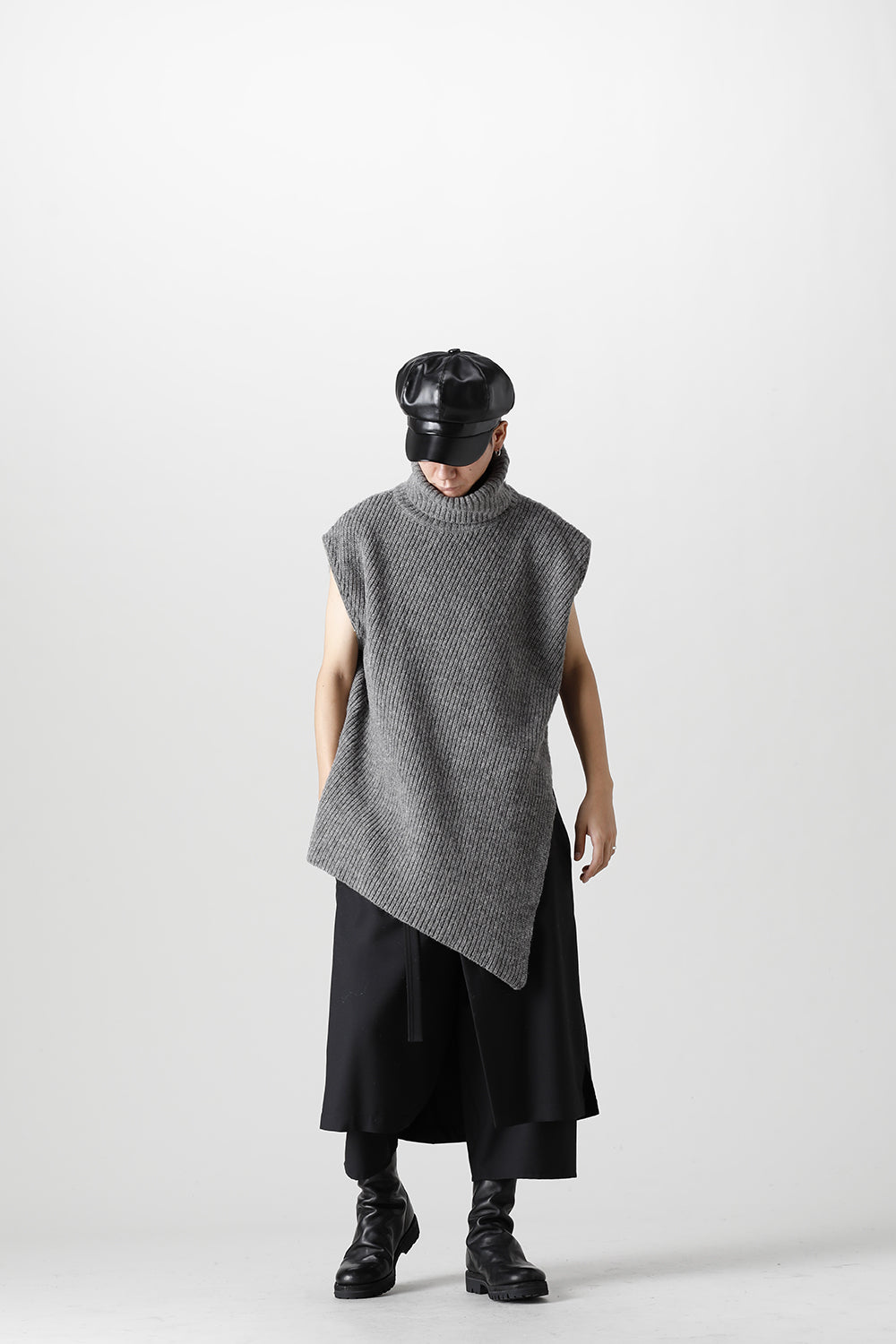 着脱式 ビッグ タートルニット ライトグレー