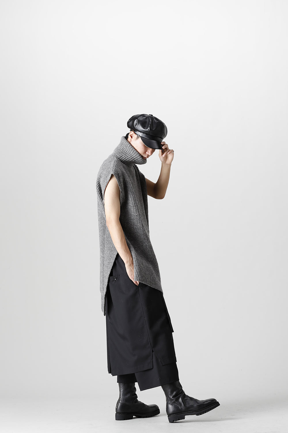 着脱式 ビッグ タートルニット ライトグレー