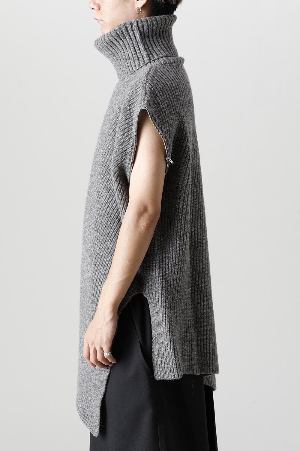 着脱式 ビッグ タートルニット ライトグレー