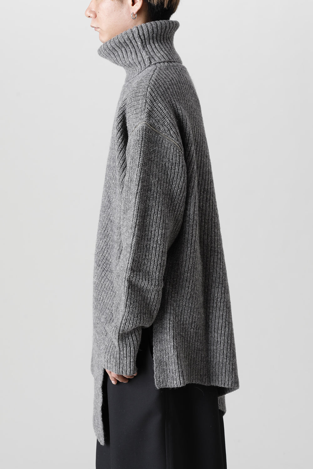 着脱式 ビッグ タートルニット ライトグレー