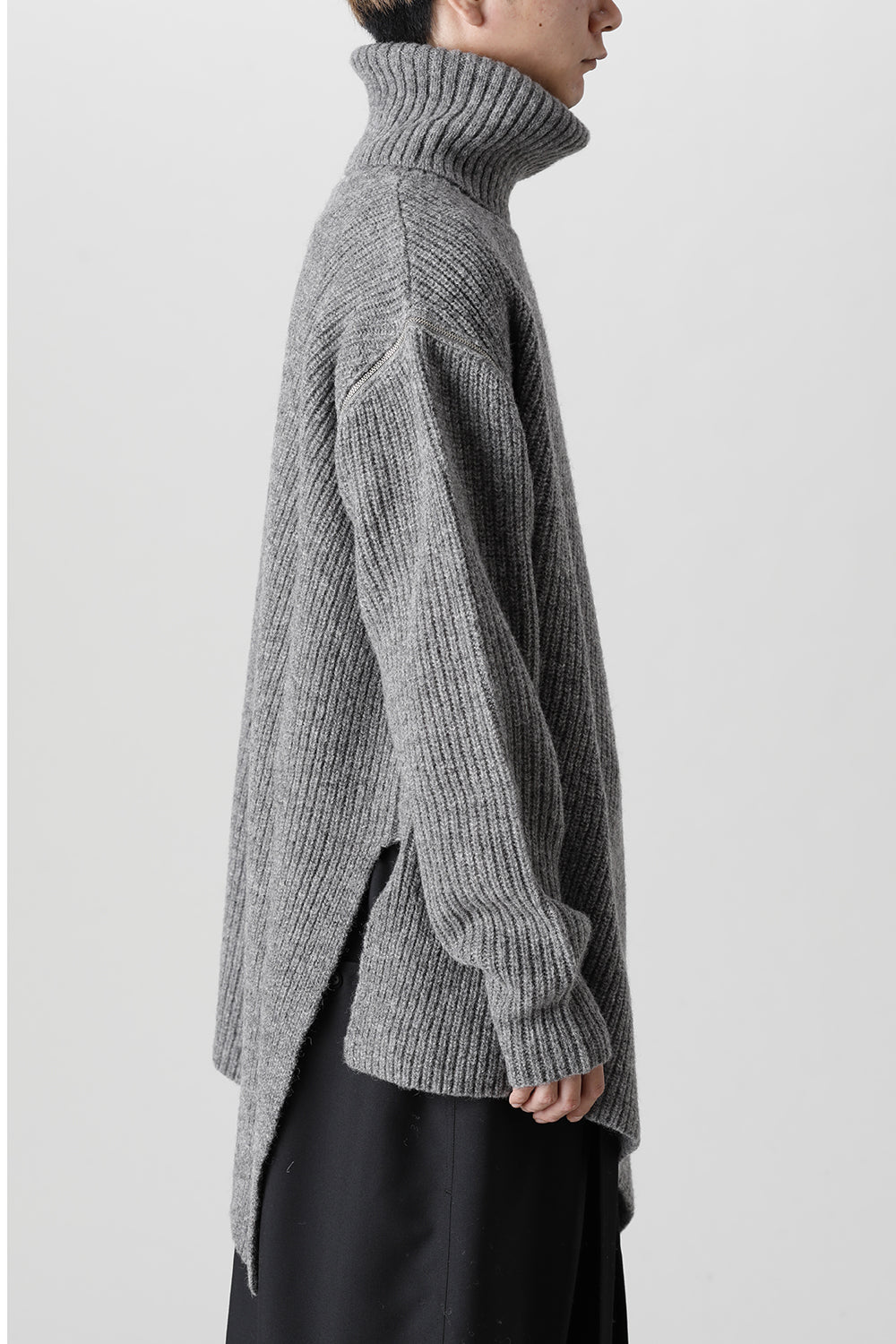 着脱式 ビッグ タートルニット ライトグレー