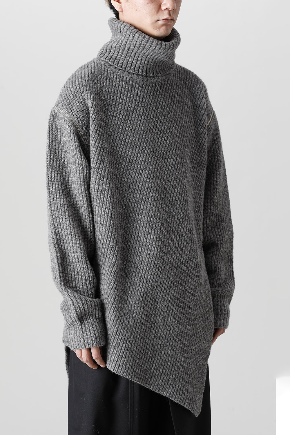 着脱式 ビッグ タートルニット ライトグレー