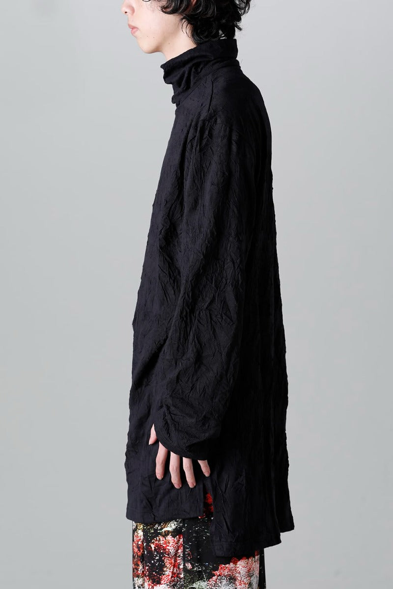 Hem Button Turtleneck T-Shirt