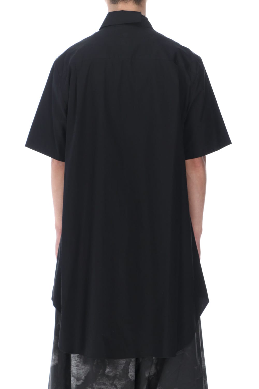 Collar Cutoff Short Sleeves Shirt Black