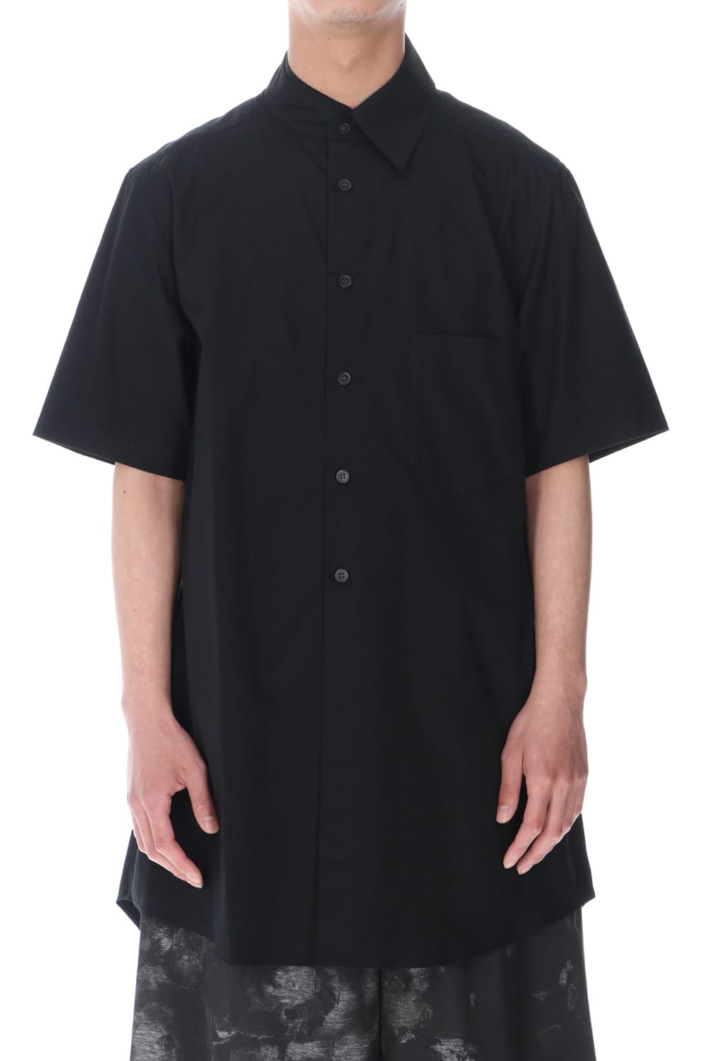 Collar Cutoff Short Sleeves Shirt Black