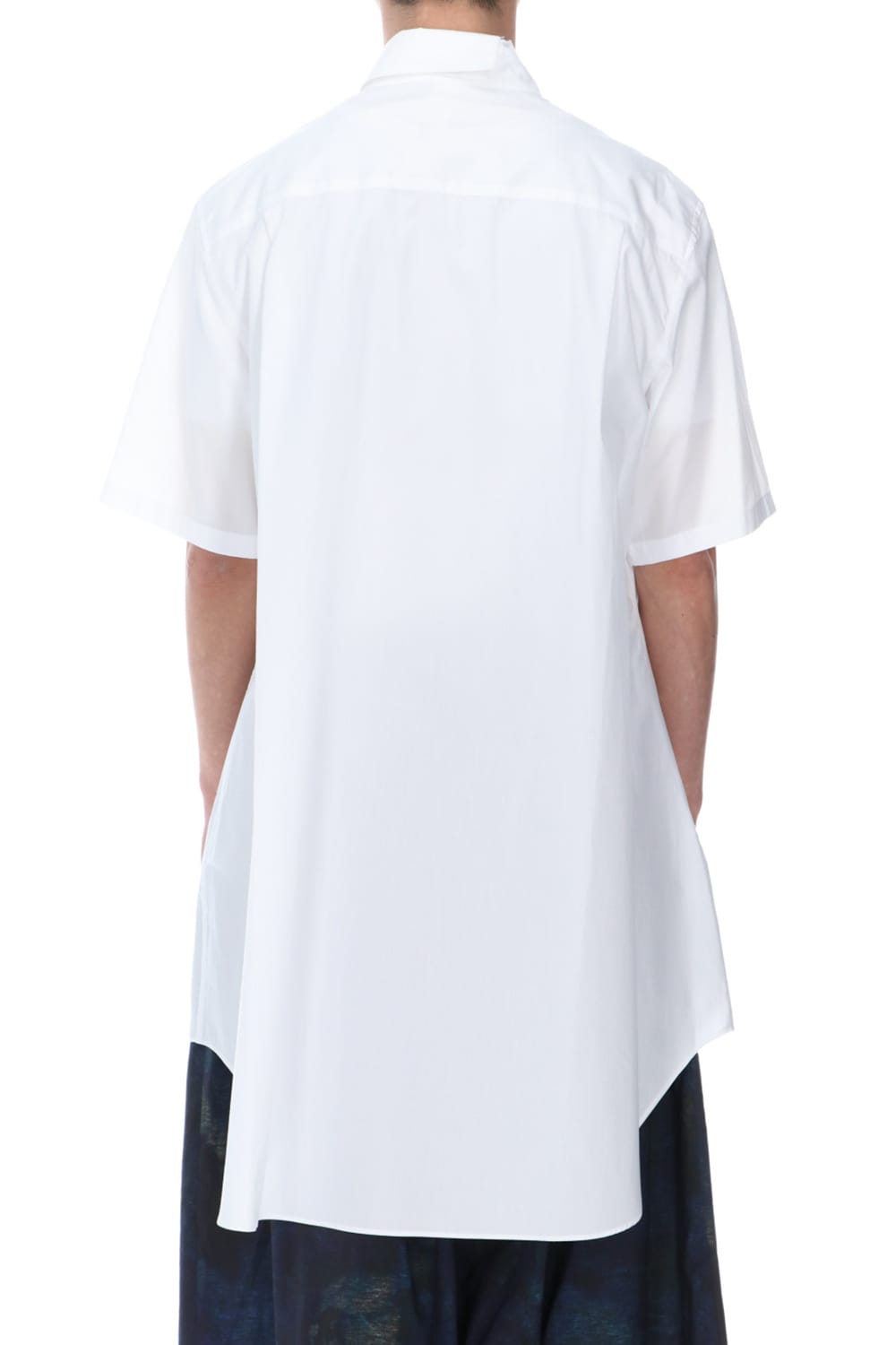 Collar Cutoff Short Sleeves Shirt White