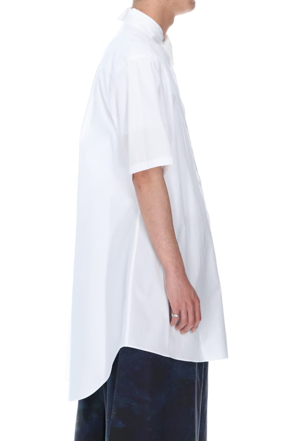 Collar Cutoff Short Sleeves Shirt White