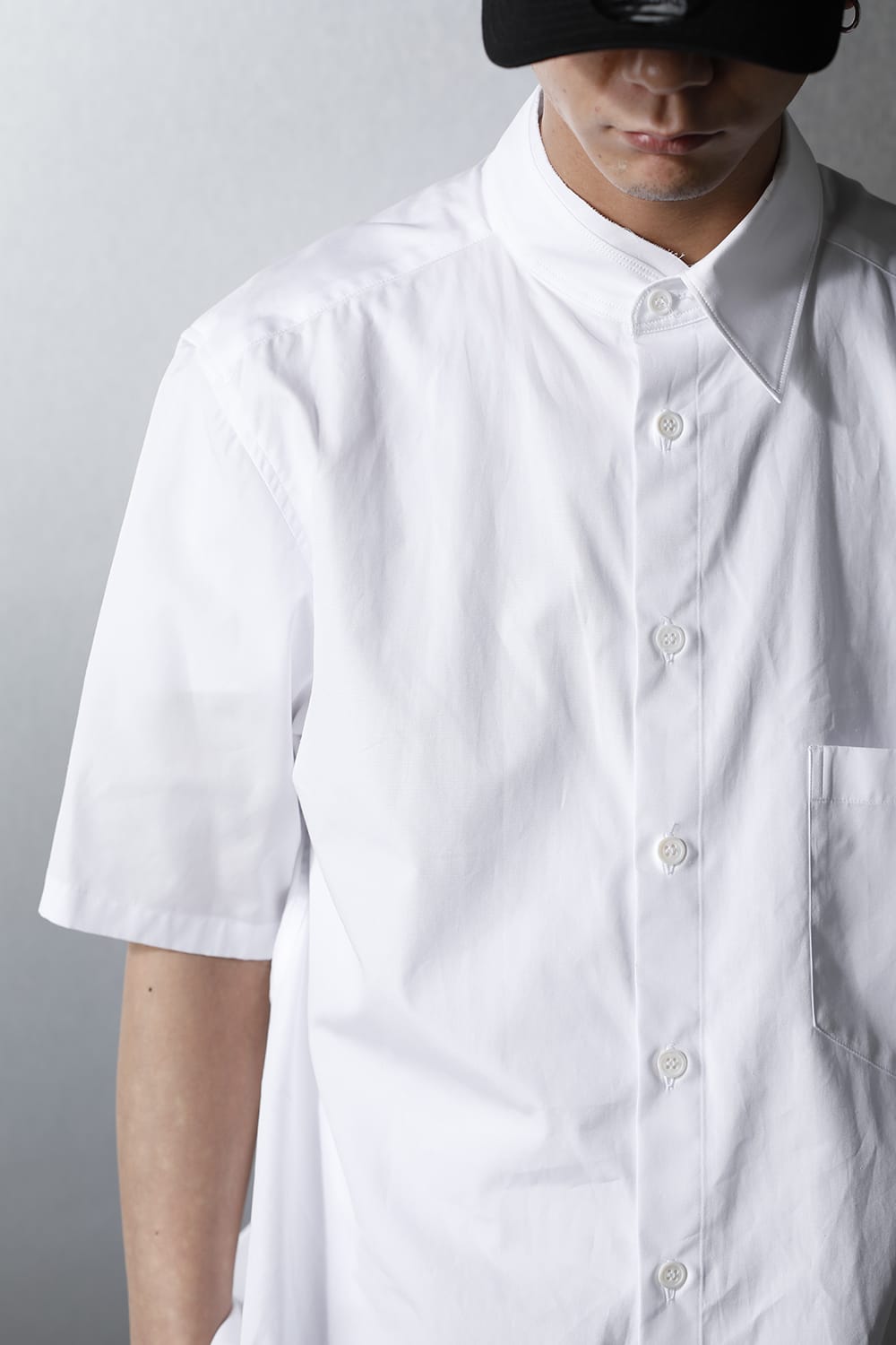 Collar Cutoff Short Sleeves Shirt White