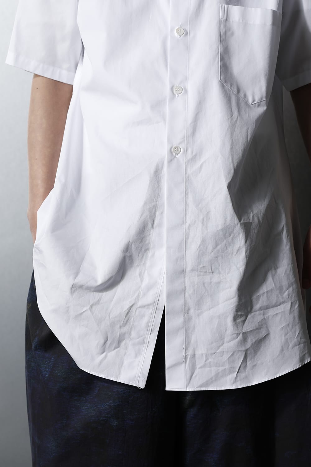 Collar Cutoff Short Sleeves Shirt White