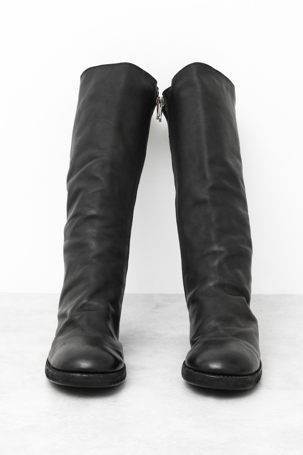 Side Zip Long Boots Double Sole - Calf Full Grain Leather