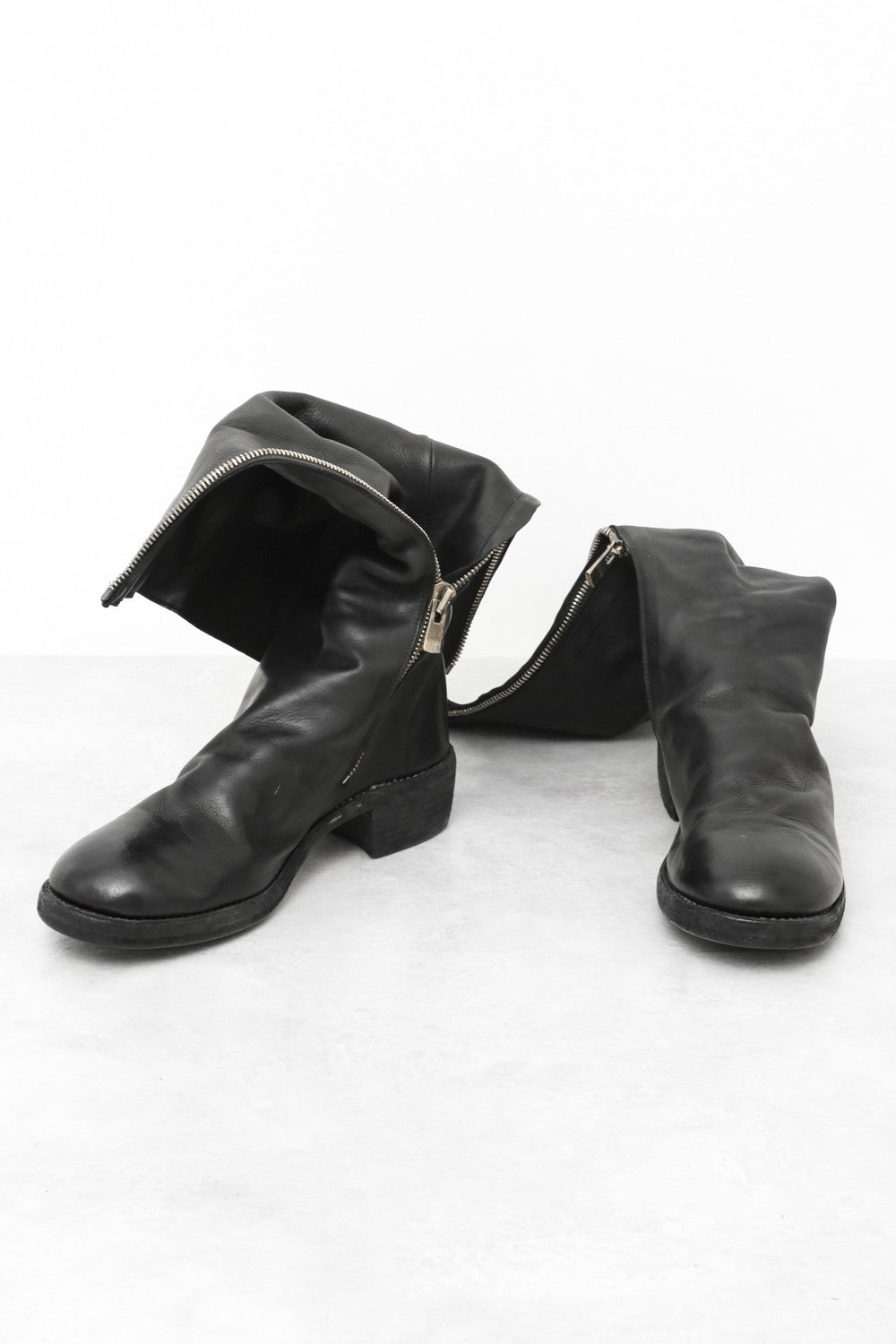 Side Zip Long Boots Double Sole - Calf Full Grain Leather