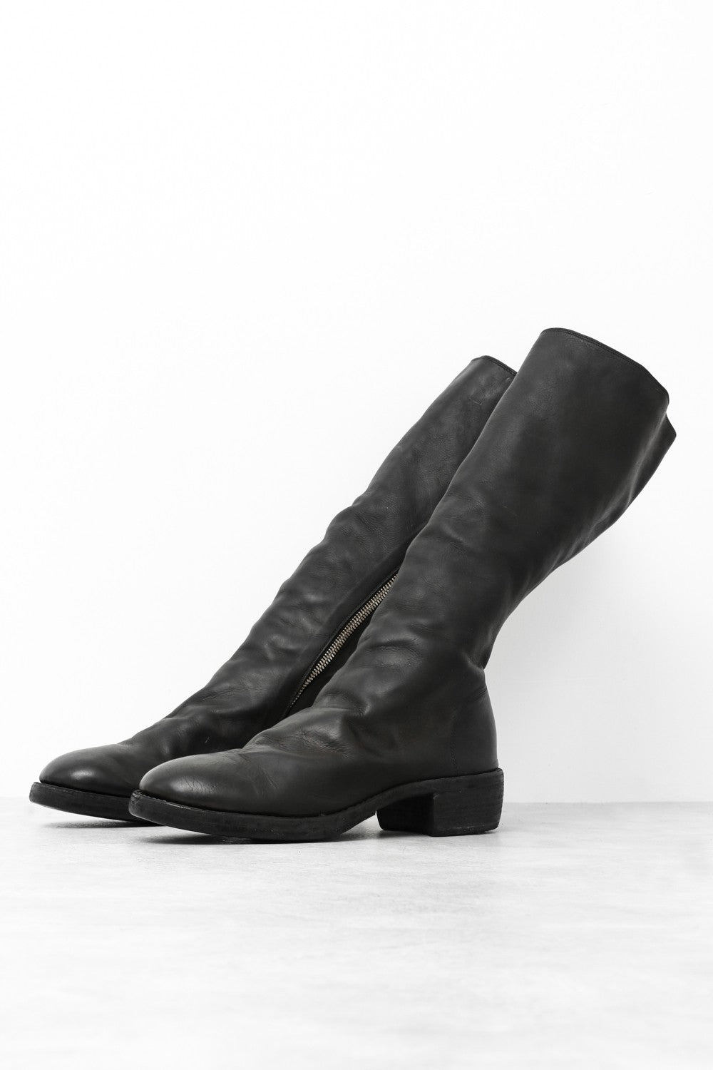 Side Zip Long Boots Double Sole - Calf Full Grain Leather