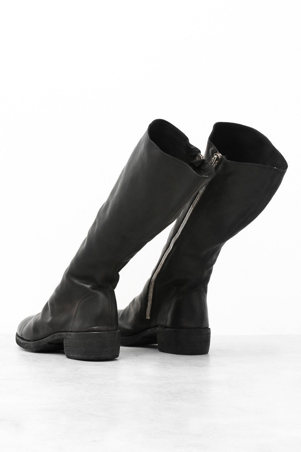 Side Zip Long Boots Double Sole - Calf Full Grain Leather