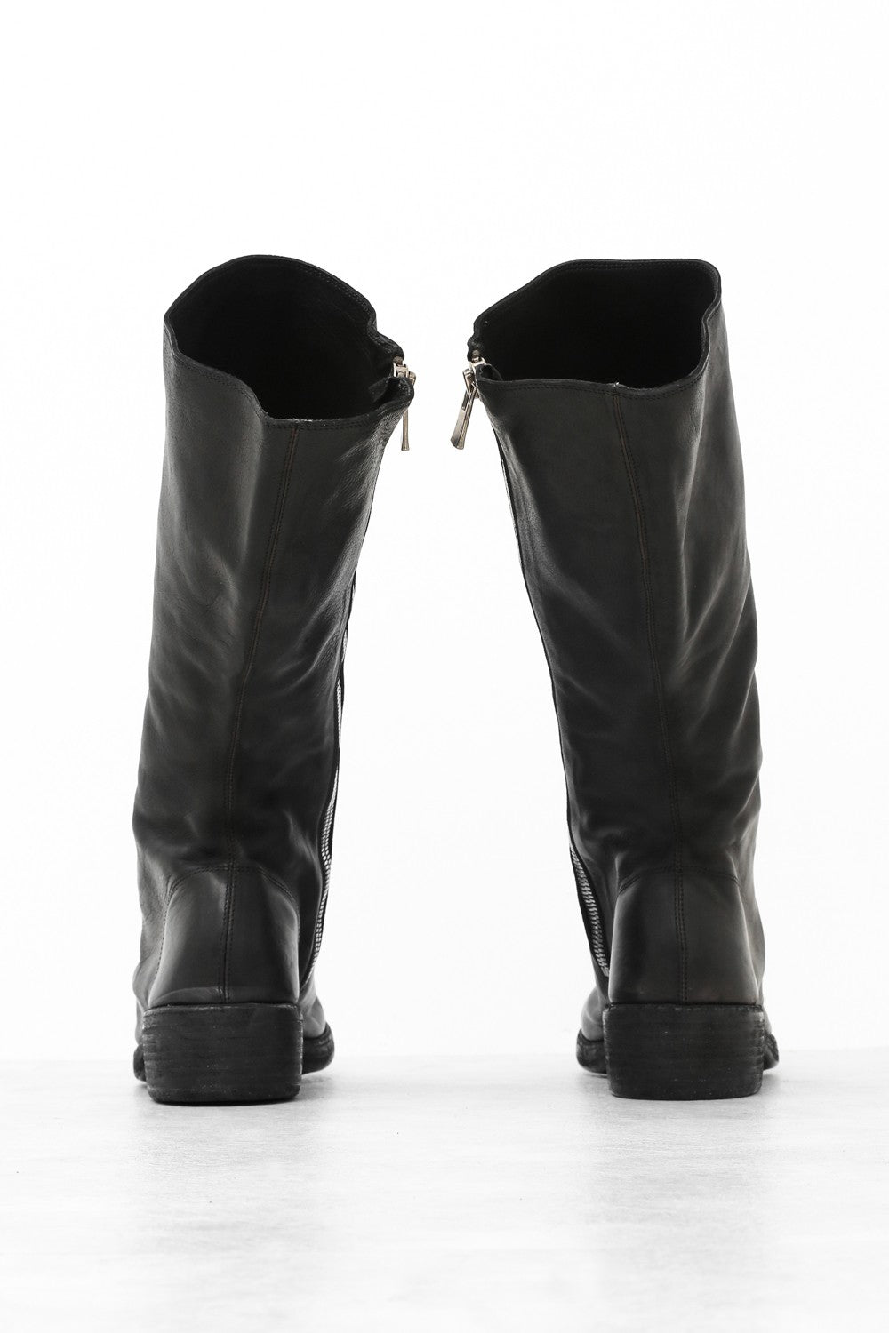 Side Zip Long Boots Double Sole - Calf Full Grain Leather