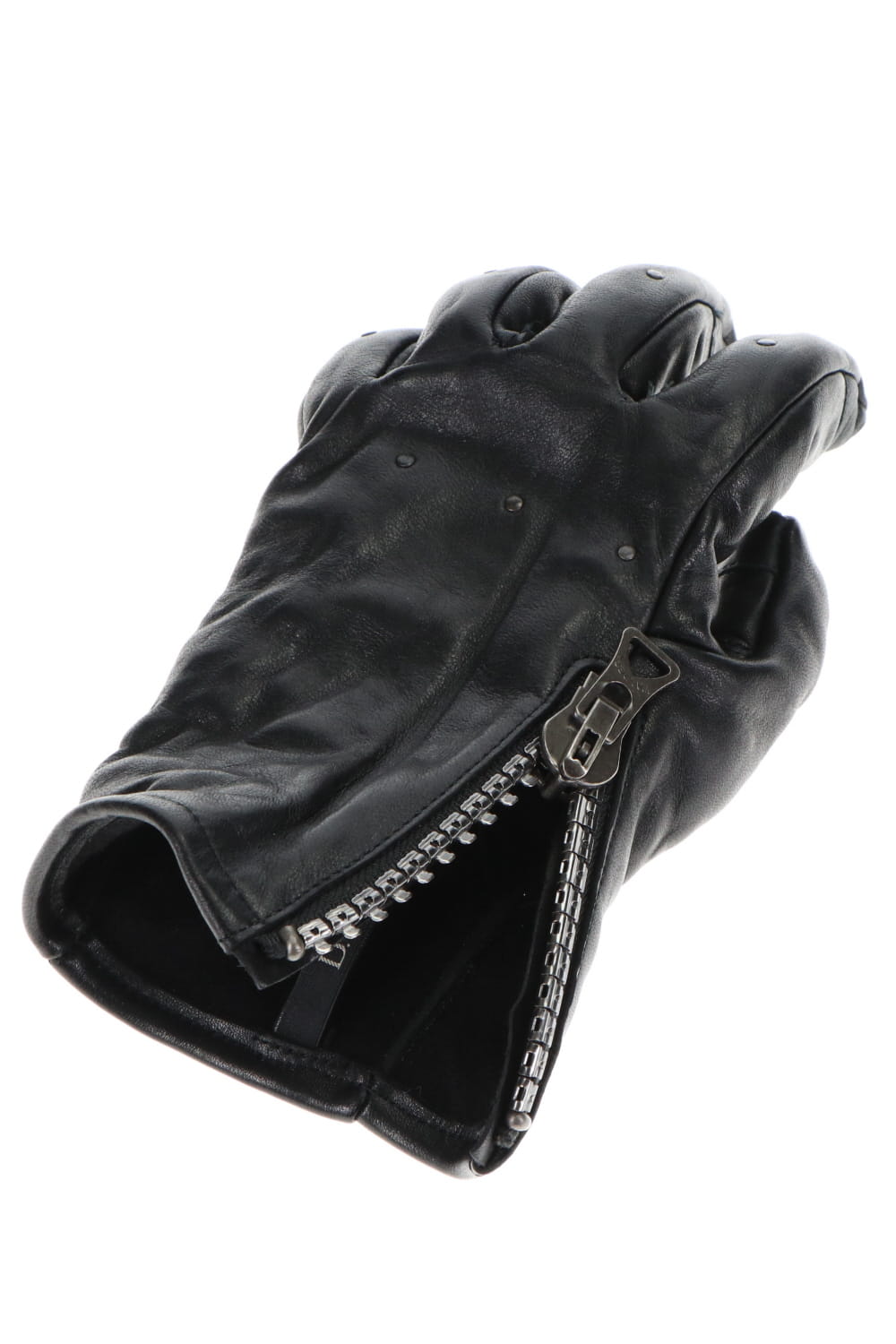 Horse Leather Nail ZIP Gloves Black