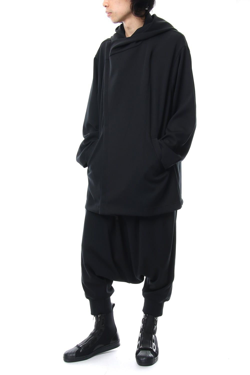 Hem Rib Line Sarouel Pants - blk