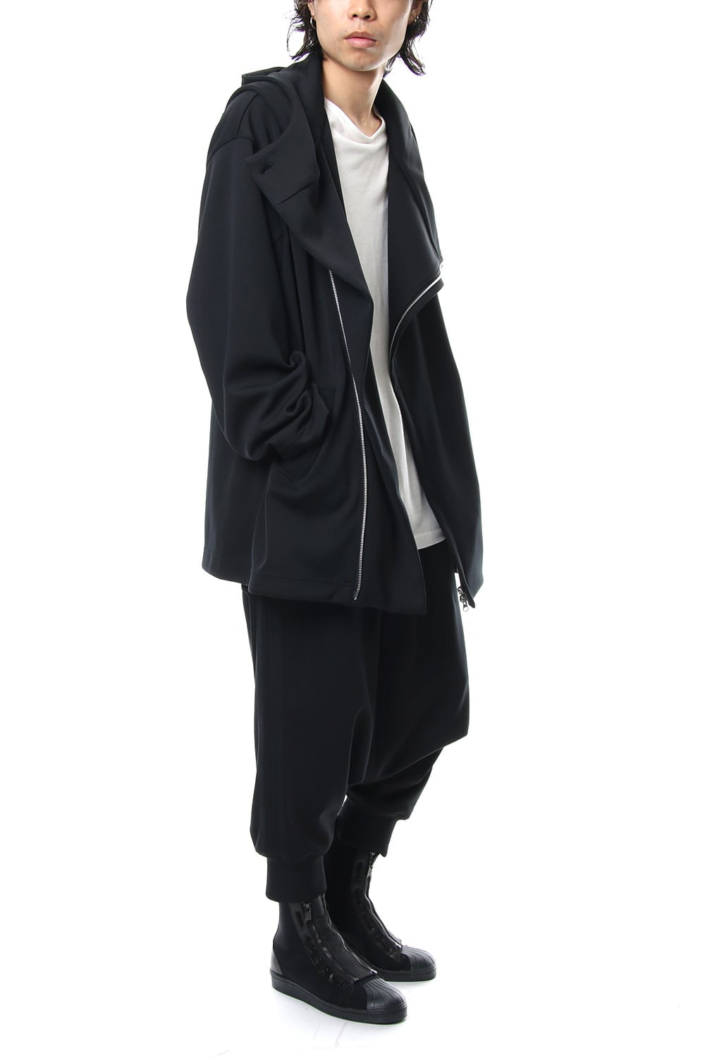 Hem Rib Line Sarouel Pants - blk