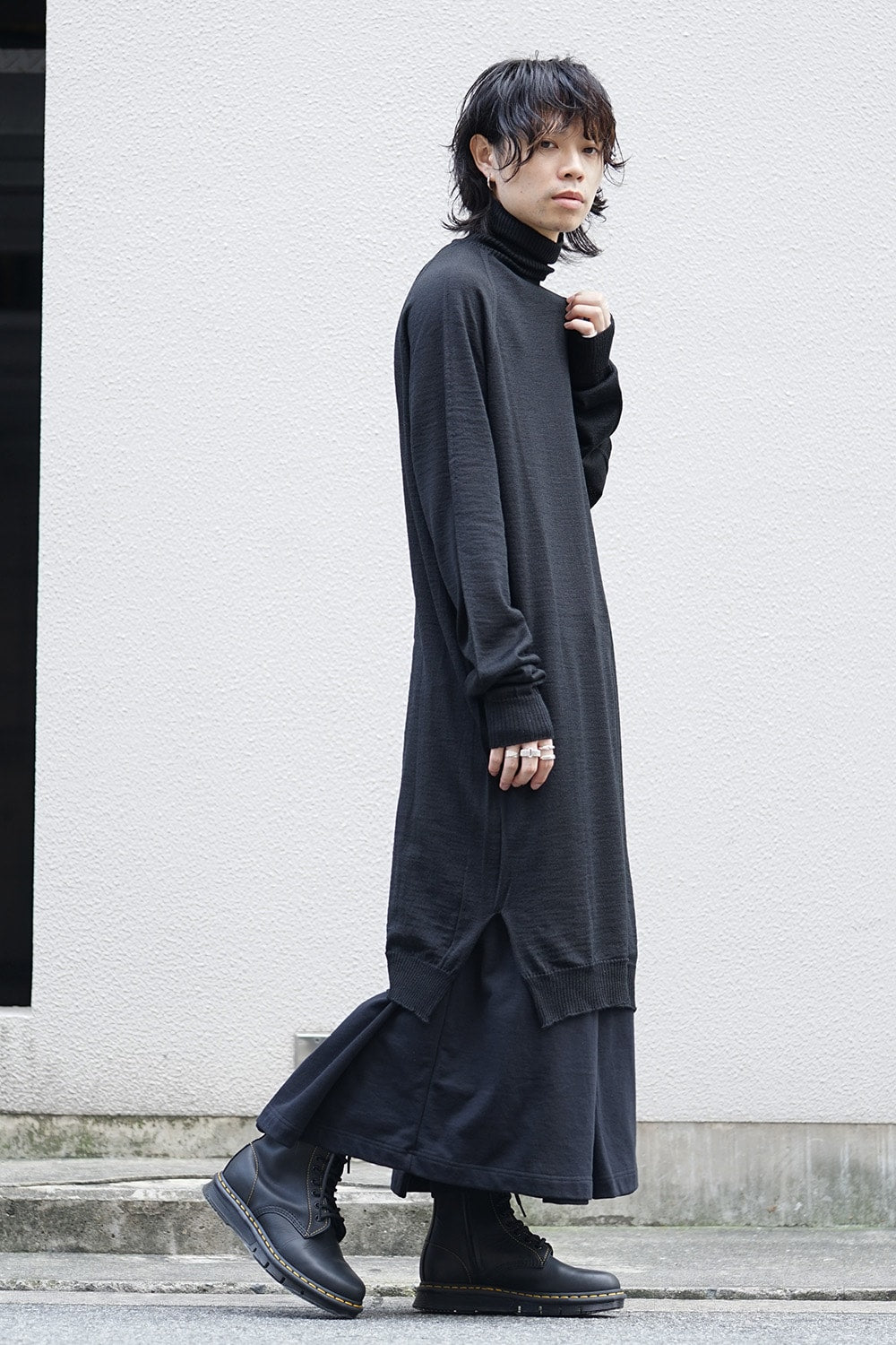 Long Turtle Knit-Black