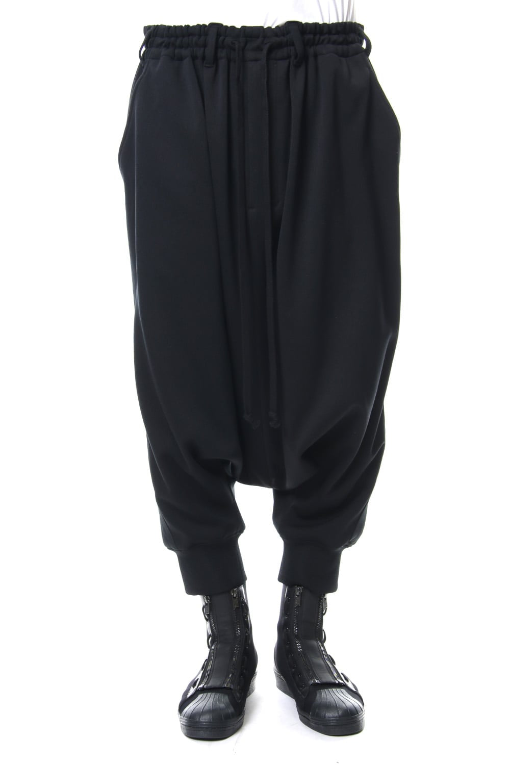 Hem Rib Line Sarouel Pants - blk