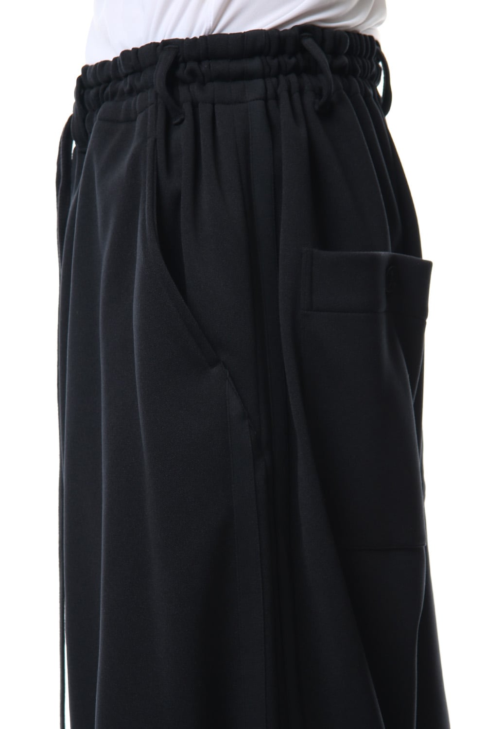 Hem Rib Line Sarouel Pants - blk