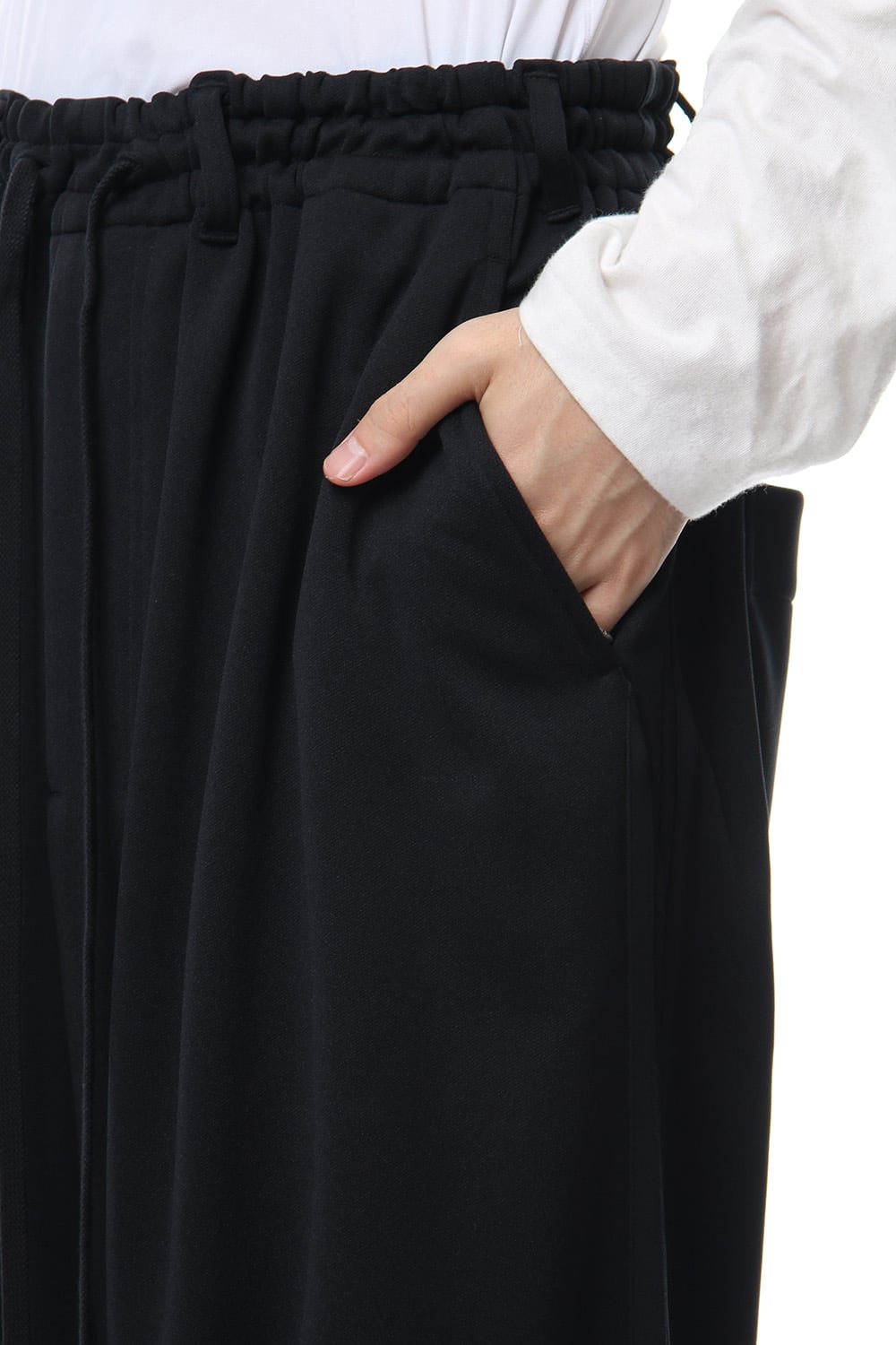 Hem Rib Line Sarouel Pants - blk