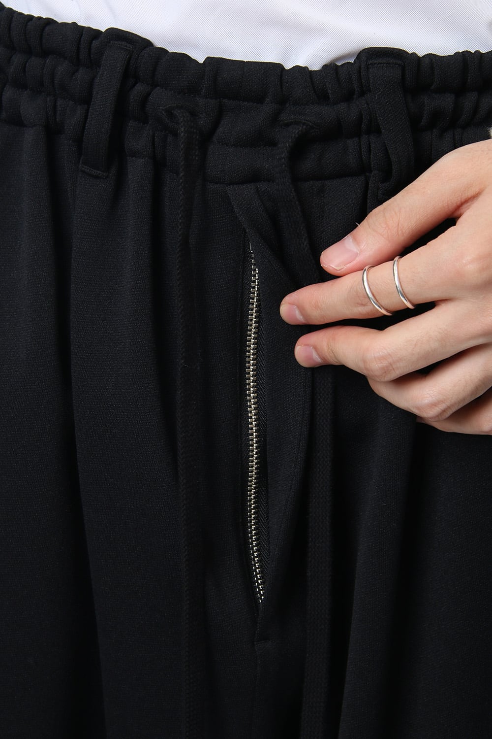 Hem Rib Line Sarouel Pants - blk