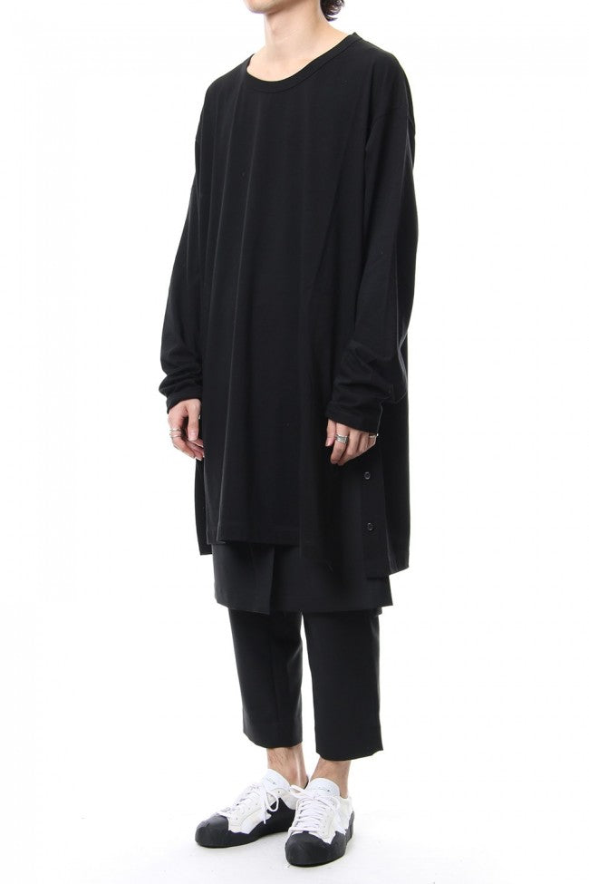 Side button Long sleeve Jumbo tee Black