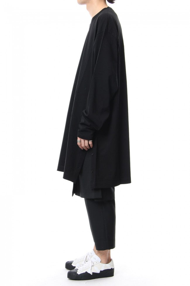 Side button Long sleeve Jumbo tee Black