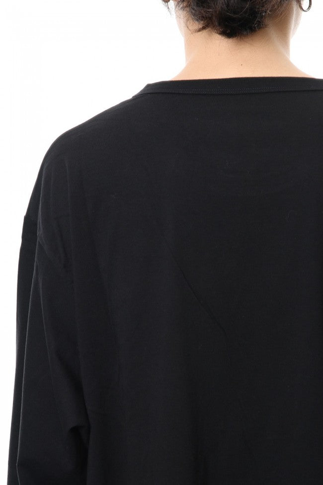 Side button Long sleeve Jumbo tee Black