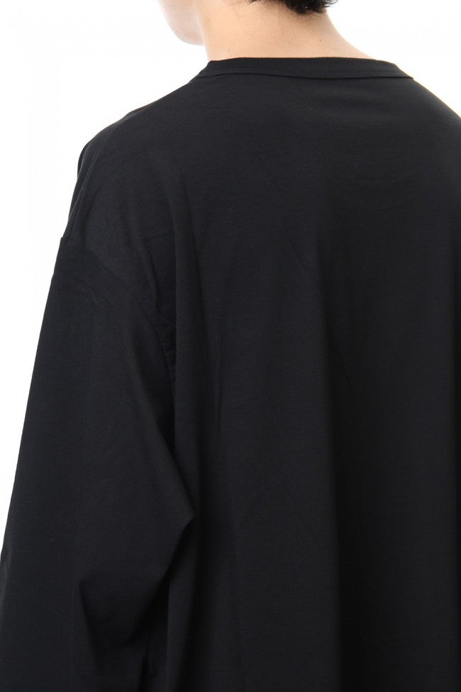 Side button Long sleeve Jumbo tee Black