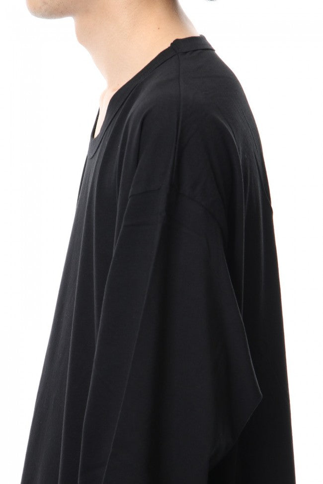 Side button Long sleeve Jumbo tee Black