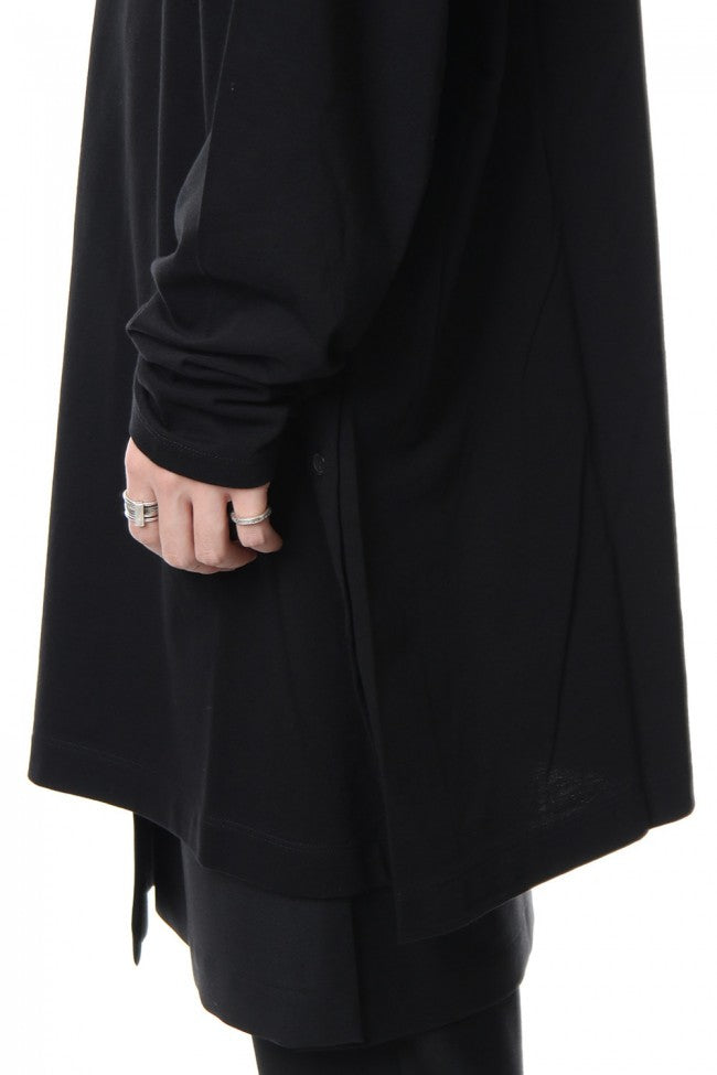 Side button Long sleeve Jumbo tee Black