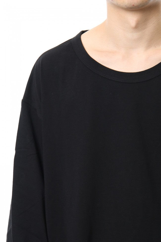 Side button Long sleeve Jumbo tee Black