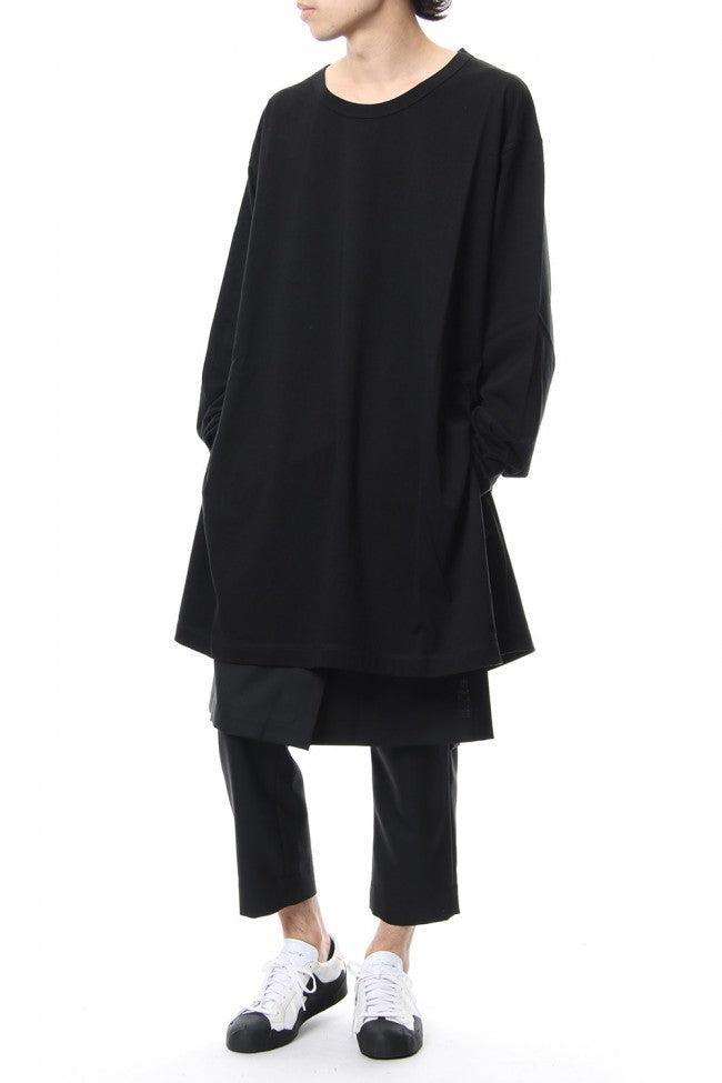 Side button Long sleeve Jumbo tee Black