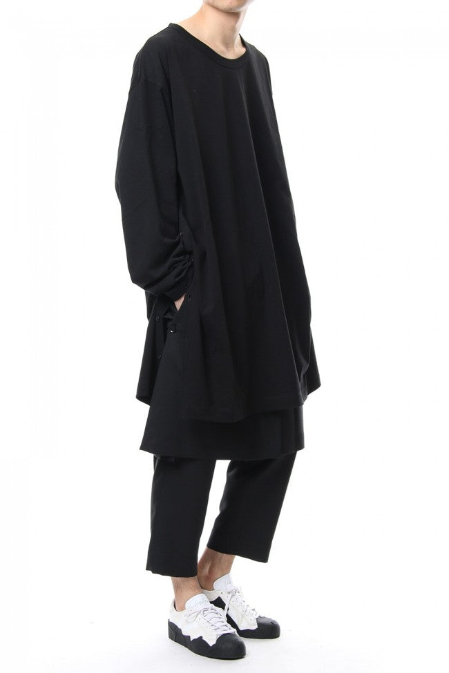 Side button Long sleeve Jumbo tee Black