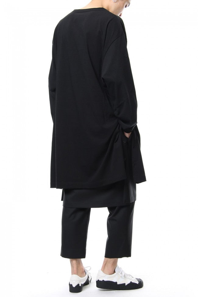 Side button Long sleeve Jumbo tee Black