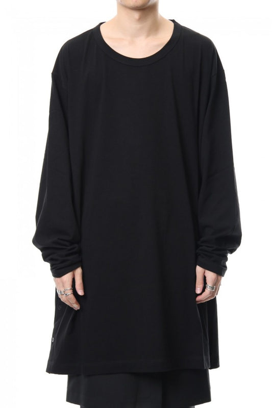 Side button Long sleeve Jumbo tee Black