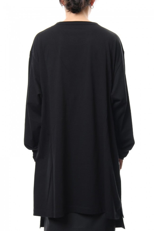 Side button Long sleeve Jumbo tee Black