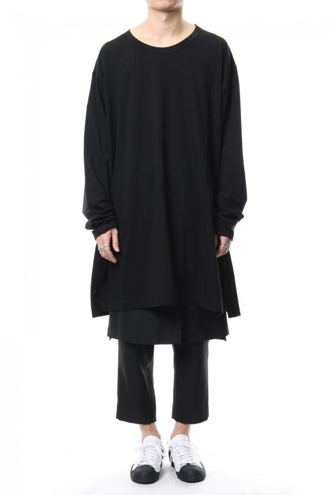 Side button Long sleeve Jumbo tee Black