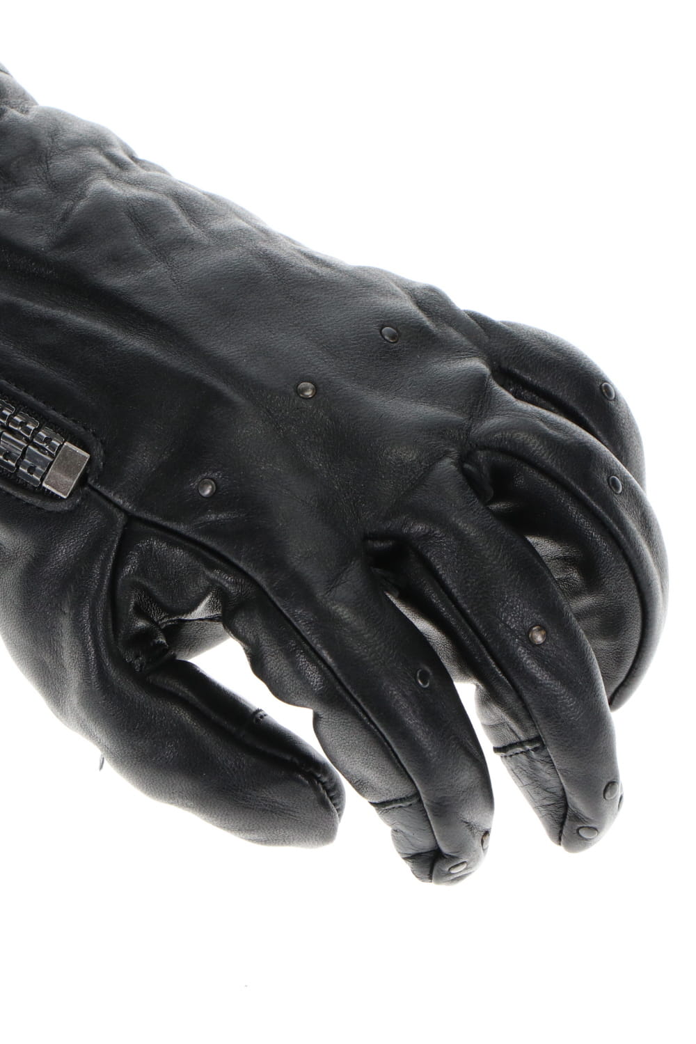 Horse Leather Nail ZIP Gloves Black